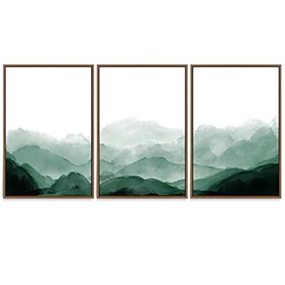 SIGNWIN 3 Piece Framed Canvas Wall Art Mountain...