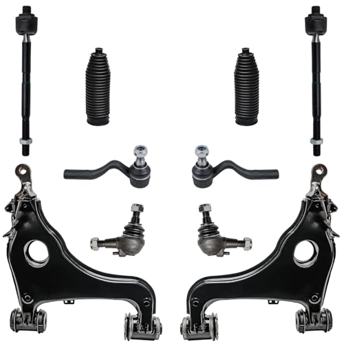 Image of Detroit Axle - RWD 10pc Front End Suspension Kit for Mercedes-Benz E320 E430 E300 E420, E55 AMG, 2 Lower Control Arms 2 Lower Ball Joints 4 Inner Outer Tie Rods 2 Boots Replacement