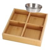 Facile à nettoyer et à entretenir : grâce à sa finition lisse, ce plateau compartimenté en bois résiste aux taches et aux odeurs, et constitue une alternative fiable aux plateaux de service en métal pour les cuisines très fréquentées. plateau de service compartimenté de style chinois, plat de service avec séparateurs