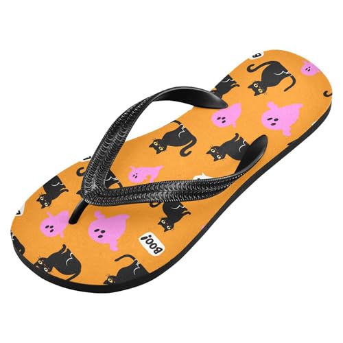 Burbuja Black Cats Pink Boo Flip Flops for Women Men, Soft Thong Sandals Rubber Slippers for Pool Beach Essentials2