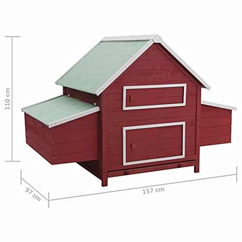 Chenshu Hühnerstall, Kaninchenstall, Legenester Für Hühner, Hühnerhaus, Rot 157x97x110 cm Holz – Bild 7