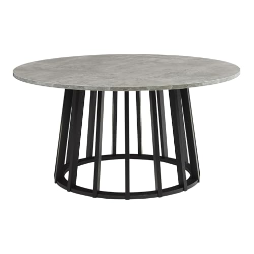 Table basse ronde 90 cm MDF effet béton bambou [en.casa]