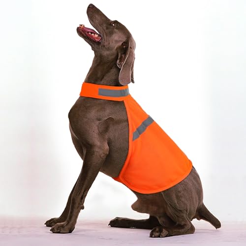 Dog Jacket High Visibility Safety Reflective Dog Vest for Small Medium Large Dogs (X-Large, Orange) - Thumbnail 4