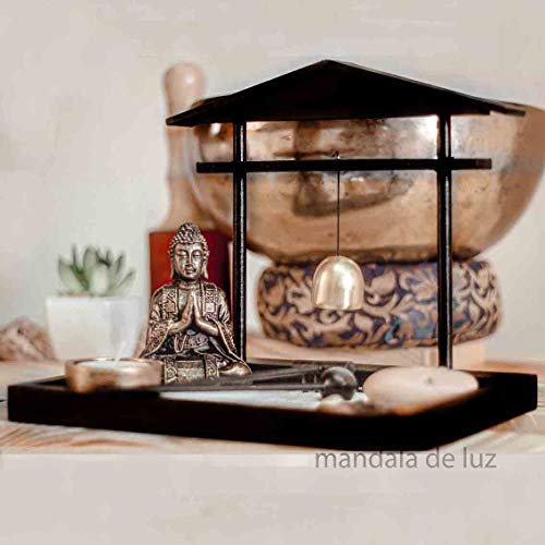 Buda Jardim Zen com Sino Castiçal e Vela