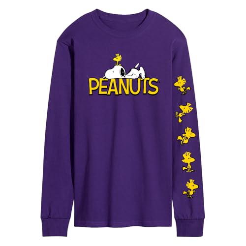 Peanuts - Logo Snoopy and Woodstock - Men's Long Sleeve Graphic T-Shirt
