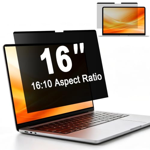 Image of Magnetic Privacy Screen for 16 Inch Monitors | Removable Anti Glare Blue Light Filter, Computer Privacy Screen Shield Protector, Not for 16.1'' Laptops