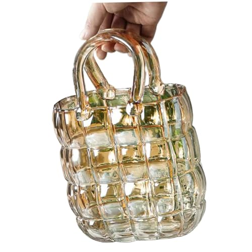 Vase à fleurs transparent en verre ambré au design chic et épuré