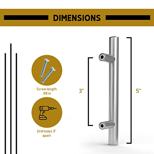 Mega Handles 35 Pack I Cabinet Pulls 5 Inch, Stainless Steel Cabinet Handle Pulls I Ideal For Kitchen Drawer, Cabinets, Door, Cupboard I Hardware For Cabinets - Hole Distance 3 Inch - Satin Nickel #TOP1