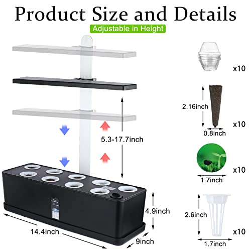9 Pods Hydroponics Growing System Indoor Garden With Led Grow Light Height Adjustable Indoor Herb Garden With Quiet Water Pump Automatic Timer Hydroponic Planter Plants Germination Kit For Home Office #TOP1