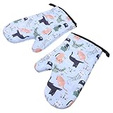 Angoily Guantes Resistentes al Calor para Horno y Microondas Manoplas para Hornear 2 Piezas Gruesos y Anti-Escaldaduras Aptos para Cocina Barbacoa y Microondas Protección Térmica
