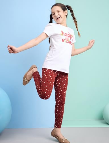 Image of Amazon Brand - Symbol Girl's Cotton Jersey Stretchable Leggings | Ankle Length | Aged 2-14 Years