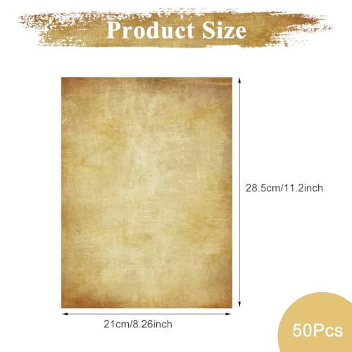 Image of 50 Sheets Vintage Writing Paper, Double-Sided Retro Scrapbook Paper for Letter Writing, Decorative Stationery Paper, 8.3 x 11.2 Inch, 100 GSM, Journaling, DIY Card Making, Crafting Supplies