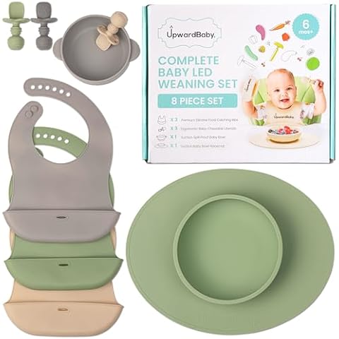 Upward Baby Led Weaning Supplies, Silicone Baby Feeding Set, Baby Feeding Essentials, Baby Led Weaning Set, Baby Eating Essentials, Baby Silicone Feeding Set, Baby Dishes, Baby Plates and Bowls Set Cover
