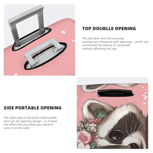 Raccoon With A Flower Crown Elastic Travel Luggage Covers Dustproof Scratch-Resistant Suitcase Protector Fit 22-24 Inch3