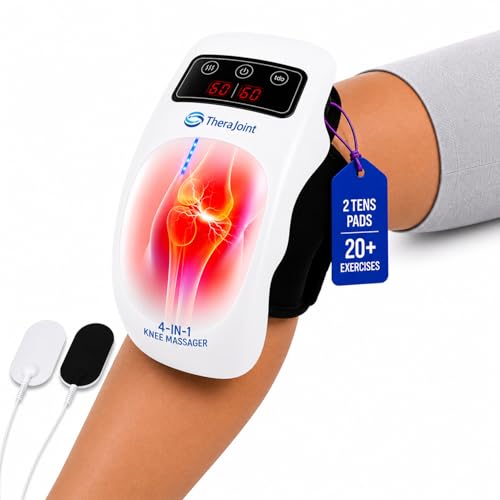 Image of Thera Joint Knee Massager for Joint Pain Relief, Heat Vibration Red Light & TENS Pads Included, 9-Level Precision, Rechargeable, Arthritis Sports Injury - Men Women Elderly