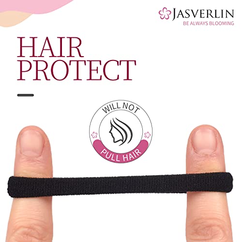 Jasverlin 100 Pcs Soft Large Cotton Hair Ties, Stretch Nylon Hair Bands Ponytail Holders For Thick Heavy Curly Hair, Gentle Hold No Slip No Damage Seamless Scrunchies Headbands 1.5Inch (Oceanic Siren) #TOP5
