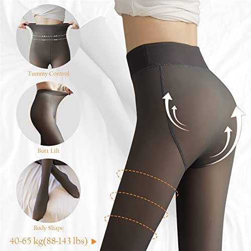 Fleece Lined Tights Women Thermal Leggings, Fake Translucent High Waisted Sheer Pantyhose, Winter Thick Warm Tights2