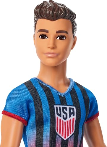 Image of Barbie Careers USSF Soccer Fashion Ken Doll Dressed in Removable Sport-Themed Outfit & Shoes with Accessories