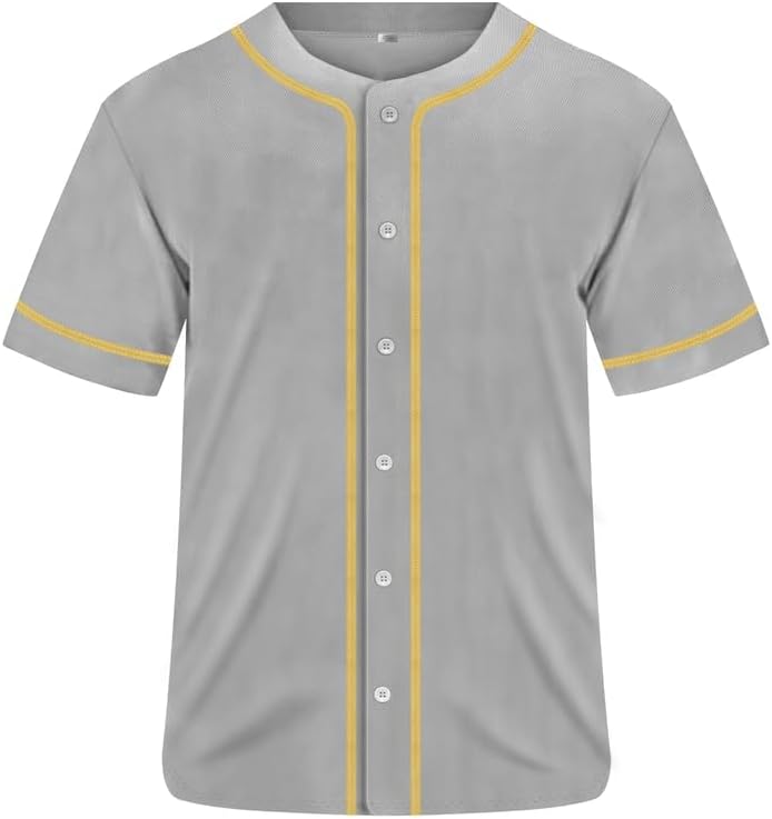 Mens Baseball Jersey Plain Baseball Jerseys Short Sleeve Button Shirt Blank Jersey Multiple Colors S-3XL - Image 2