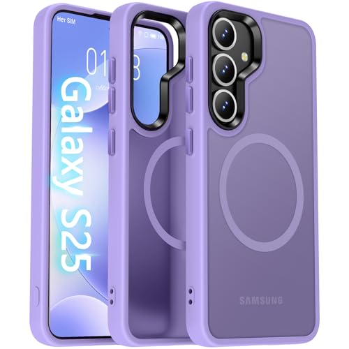 Image of Oterkin Magnetic for Samsung Galaxy S25 Case Matte [Compatible with MagSafe][Frosted Translucent][Military Grade Protection][Silky Touch Shockproof Slim] Anti-Scratch S25 Phone Case (Light Purple)