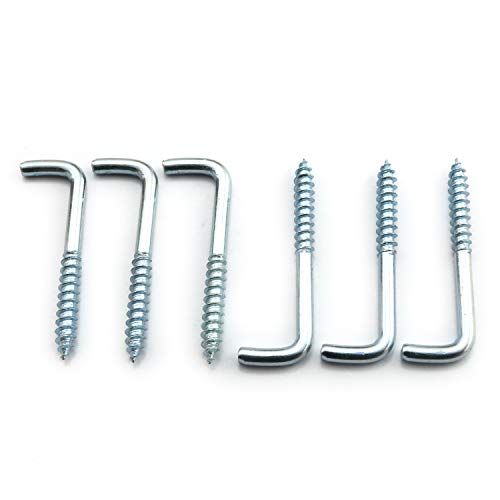 LQ Industrial 12PCS Long Square Bend Hook Lag Screw Shoulder Hooks Zinc Black