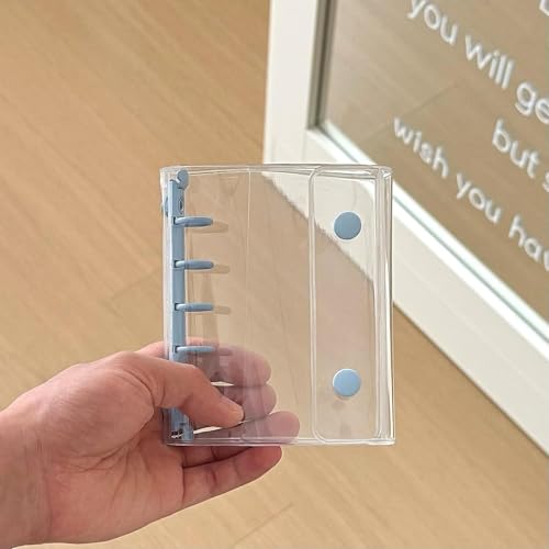 Piawokl 透明クリアシール帳 ページが自由にカスタム!【M5サイズ対応】5穴バインダー式 女の子 手帳 ステッカー収納や写真整理に 黄ばみ防止加工 軽量で携帯便利 (1)