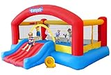 Easyair Inflatable Bounce House for Kids, 14.3 x 12.5 FT Bouncy Castle Jumper Slide with 520W Blower, Basketball Hoop, Throwing Ball Game, Ball Pits, Red