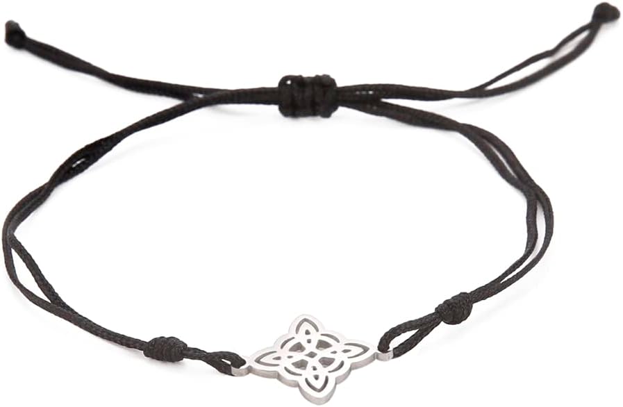 Pulsera de nudo de brujas en capas para mujeres y hombres, estilo geométrico de acero inoxidable, elegante, nudo de bruja, pulseras de doble cuerda,