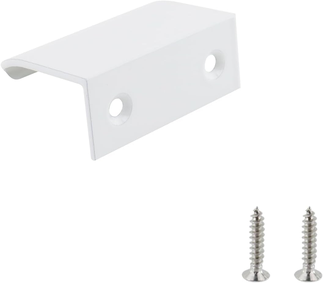 Curved Edge Pull Handles, 1.97 Inch Edge Finger Tab Handle for Caibnets Drawer Closet Door Wardrobe Cupboard, 1.26 Inch Hole Spacing, 10 Pcs White Edge Pulls