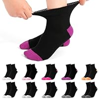 Jeasona 10 Paar Diabetikersocken Damen Socken 39-42 Sommer Schwarz Diabetiker Socken Ohne Gummibund Damen Kurz für Diabetes Diabetiker Ohne Gummi Bund