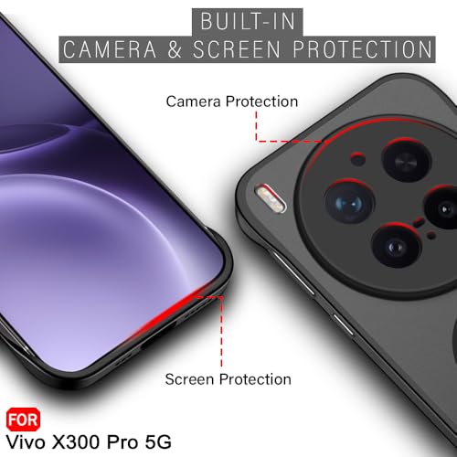Image of TheGiftKart Hybrid Ultimate Slim Back Case Cover for ‎Vivo X300 Pro 5G Compatible with MagSafe | Frosted Matte Translucent Hard Back Case Cover for ‎Vivo X300 Pro 5G (PC & TPU, Black Sides)
