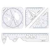 DIMENSIONS: Ce set de géométrie convient aux élèves du primaire jusqu'au lycée, et est tout aussi pratique pour une utilisation au bureau. Règles en plastique. regle equerre Graduations précises avec des marquages clairs et résistants à la décoloration. Notre regle equerre s'intègre facilement dans n'importe quel kit artistique, vous accompagnant à l'école ou au travail. Même si vos projets changent fréquemment, pas d'inquiétude :
