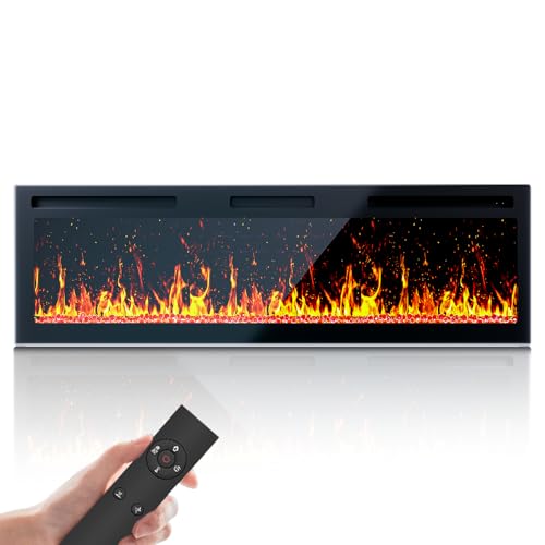 Nyzgax 50 Inch Electric Fireplace, Wall Recessed & Wall Mounted