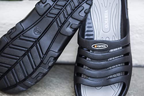 Vertico - Shower Sandals | Slide-On and Comfortable Pool-Side Shoes - Black & Grey