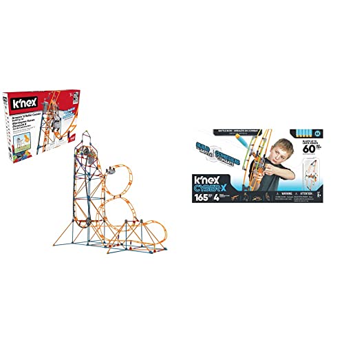 K'NEX 80216 Amazin' 8 Coaster, Colourful Construction Set for Boys and Girls, 448 Piece Kids Building Set for Children Aged 7 Years and Older & K'NEX Cyber-X Battle Bow Building Set