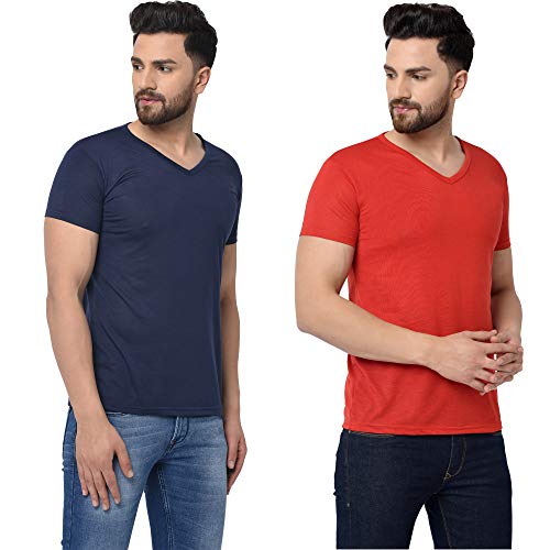 Image of JANGOBOY Men's V-Neck Cotton T-Shirt (Pack of 2)