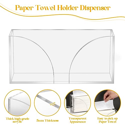 4Pack Clear Paper Towel Dispenser Countertop Acrylic Paper Towel Holder for Bathroom Folded Paper Towel Dispenser Clear Trifold Napkin Holder for Z-fold, C-fold, MultiFold Trifold by AFOROEOA - Used condition - Image 4
