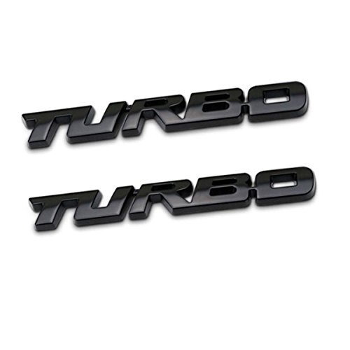 Bzqq 2 pcs Zinc Alloy Materials 3D Turbo Premium Car Side Fender Rear Trunk Emblem Badge Decals Sticker for All Car Models (Black)
