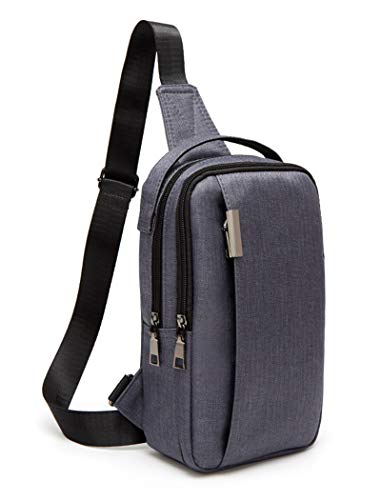Gisdanchz Sac De Poitrine Homme, Petite Sacoche Sac A Dos Bandoulière Saccoche Homme Bandouliere Sac Holster Homme Femme Sling Bag Rucksack Cross Body Bag Sac De Poitrine Bandouliere Homme, Gris