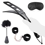 BDSMLOVE Peitsche Erotik Bondage Set, Leder Peitsche Feder Tickler Paddel Augenbinde mit Handschellen, Spanking-Paddel für Erwachsene, SM Sex Spielzeug für Paare