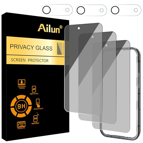Ailun 3Pack for iPhone Air /17 Air Privacy Screen Protector[6.5 inch]+3Pack Camera Lens Protector with Installation Frame Dynamic Island Compatible Anti Spy Tempered Glass[Not for iPhone17/Pro/ProMax]