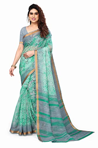 Image of MIRCHI FASHION Kota Doria Cotton Saree with Blouse Piece | Paisley Block Printed Saree for Women | Traditional Ethnic Daily Wear Summer Saree