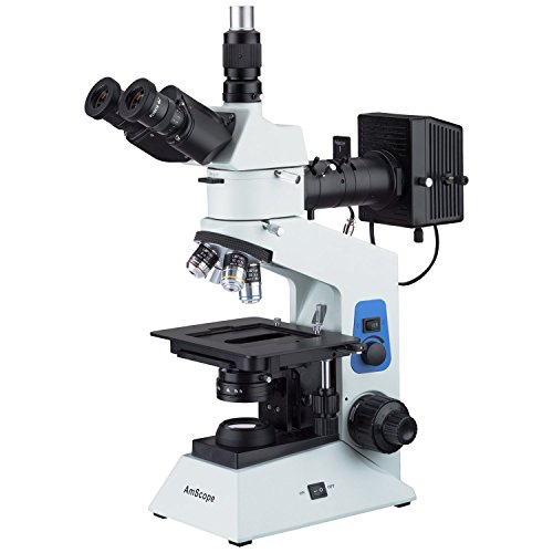 AmScope ME580T-PZ-2L 40X-500X Trinocular Dual-Light Polarized Metallurgical Microscope