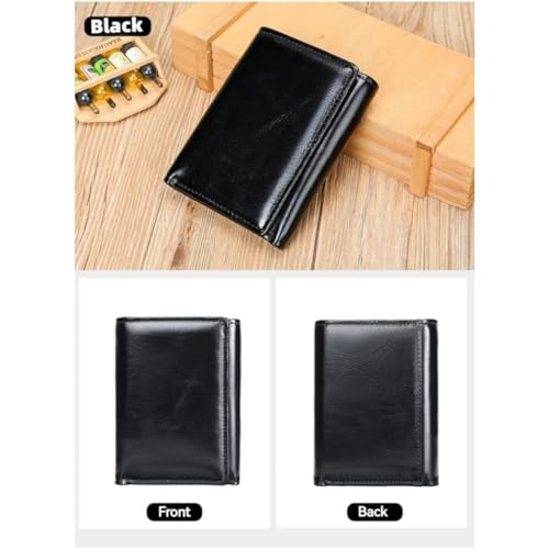 Genuine Leather Wallet Trifold Slim RFID Blocking Large Capacity Multi Card Slots Ultra Thin Easy Carry Front Pocket for Men (Black)2
