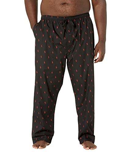 POLO RALPH LAUREN Men's Big Man Printed Polo Woven Pajama Pant, RY27RX, Black/Red, 3XL