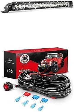 Nilight LED Light Bar 21Inch 100W Spot Flood Combo Led Off Road Lights with 12V 16AWG Wiring Harness Kit-2 Lead, 2 Years Warranty