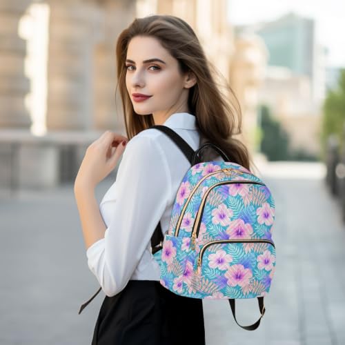 Sac à dos léger et compact imprimé feuilles tropicales taille S-M