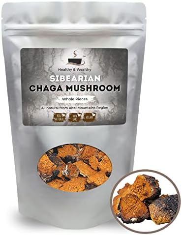 Organic Siberian Chaga Mushroom Chunks from Altai Mountains Region 8 Oz. (227G)