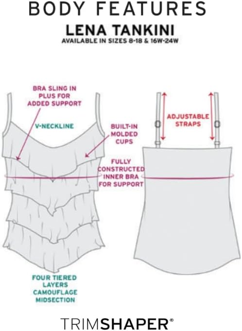 Womens Adjustable Four Tier Lena Swim Tankini Top with Built-in Bra Support - Image 5