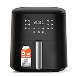 QIDO Air Fryer – 5 QT Compact Airfryer for Quick & Easy Meals in Minutes, 180°- 450°F Precision Heating, Touchscreen Controls with Auto Menus, Nonstick & Dishwasher Safe Basket - Black